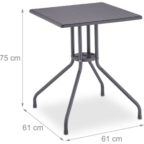 Tavolo da giardino quadrato per 4 persone 80 x 80 x 75 cm aspetto rattan moderno in plastica grigia 130012897