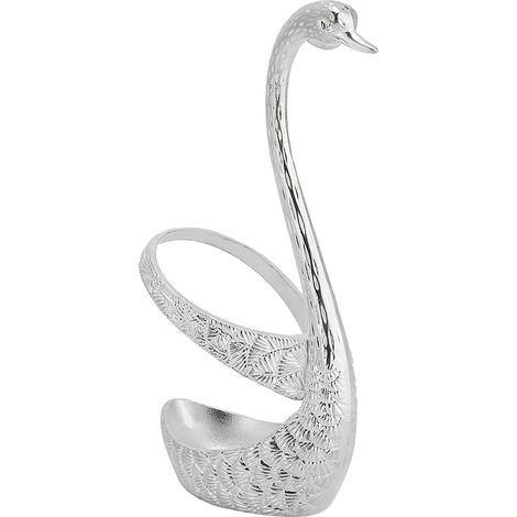 Edelstahl-Löffel-Geschirrset mit schwanenförmigem Halter aus Zinklegierung, silberfarben (1/4)