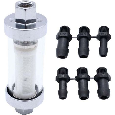 Kit de filtre à carburant réutilisable en chrome avec 6 tuyaux, XU, Compatible avec des raccords de 3/8", 1/4" et 5/16" - KZQ (1/4)