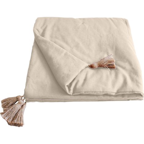 Edredon bout de lit en coton 90 x 190 cm Cocon ecru