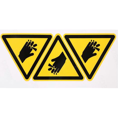 Lot de 3 autocollants d'avertissement « Blessure à la main » pour machines, étiquettes d'avertissement et panneaux de sécurité.-10X10X0.1CM-Yellow (1/4)