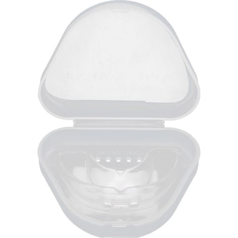 Gouttière orthodontique en silicone transparent pour bruxisme, protège-dents réutilisable, appareil dentaire de contention portable. (1/5)