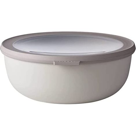 Mepal - Multi Bowl Cirqula Round - Contenitori Plastica con Coperchio - Adatto come contenitore ermetico per Frigo, microonde, Congelatore e piatti da portata - Ciotole Cucina - 2250 ml - Nordic White (1/4)