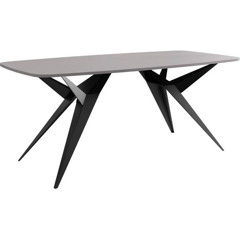Mesa Oswego 152, Gris, 76x90x160cm, Alargamiento, Aglomerado laminado, Metal (1/4)