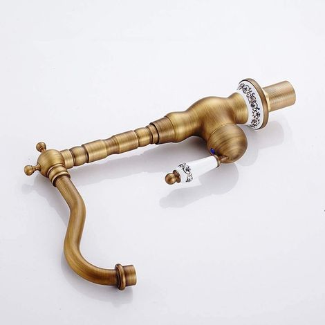 Robinet de bassin en cuivre rétro de style européen noir antique chaud et froid (1/5)