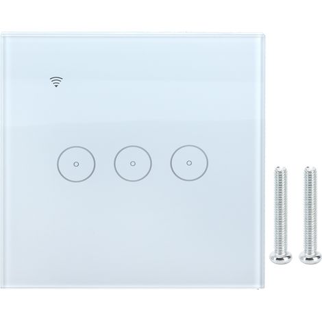 Ortviai Interrupteur mural tactile intelligent WiFi 95-250 V 10 A, panneau blanc 3 voies, commande tactile/app/voix (1/5)