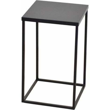 Table d'appoint en métal noir design moderne 30x30x50 cm MED05124