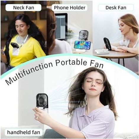 Mini-Tragbarer Ventilator, USB-wiederaufladbarer Handventilator, Kleiner tragbarer Handventilator, Leiser Taschenventilator für Büro, Zuhause, Outdoor, Schlafen (Schwarz) (1/5)