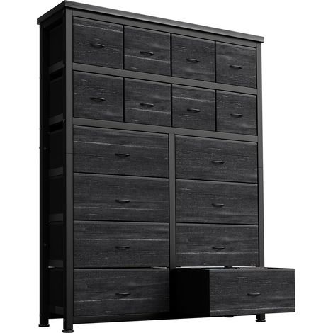 Commode De Rangement 16 Tiroirs, Commode De Chambre, Organisateur De Vêtements, Noir (1/5)