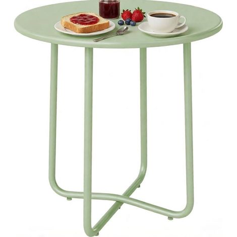 Mesa auxiliar de exterior redonda de metal verde Ø 48 x 51 cm (1/4)