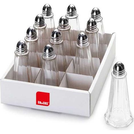 ibili 8411922436235 Salière conique transparente verre inox