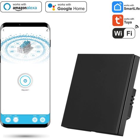 Interruptor Wifi individual Tuya SmartLife con N negro (1/5)