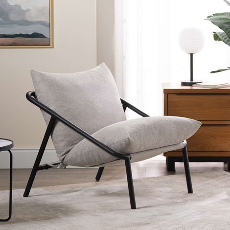Zinus – Fauteuil en métal avec coussins – Rembourrage mousse déchiquetée – Tissu doux et texturé – Capacité jusqu'à 110 kg (1/4)