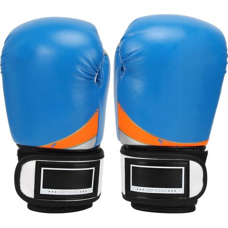 Gants de boxe en cuir PU pour enfants, idéaux pour l'entraînement et le sparring léger - Bleu (1/5)