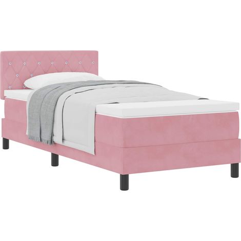 Maison Exclusive - Letto a molle con materasso Rosa 90 x 200 cm Velluto (1/5)