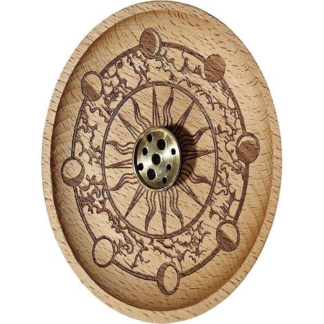 Porte-encens en laiton, plateau récupérateur de cendres en bois, brûleur d'encens, ensemble pour la pleine conscience et la réduction du stress, charme artistique multicolore (1/4)