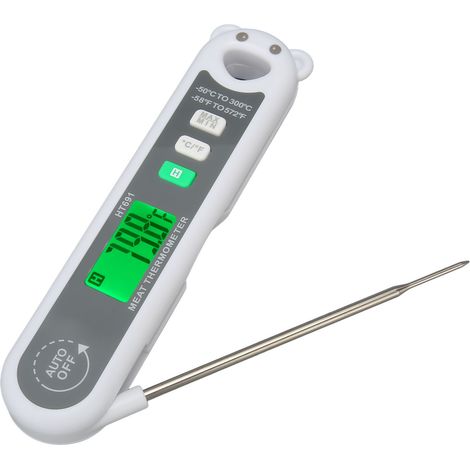 Digitales, faltbares, wasserdichtes Fleischthermometer mit Sonde, LCD-Bildschirm und Lebensmitteltemperaturanzeige (-50℃ bis 300℃) (1/5)