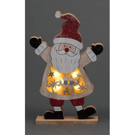 27cm Wooden LED Santa Indoor Christmas Table Decoration for Home Displays and Seasonal Centrepieces (1/2)