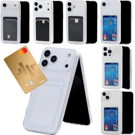 Étui pour iPhone 17/16/15/14/13/12/11/SE/XS avec emplacement pour carte - CHOISISSEZ : Transparent IPHONE 17 (1/5)