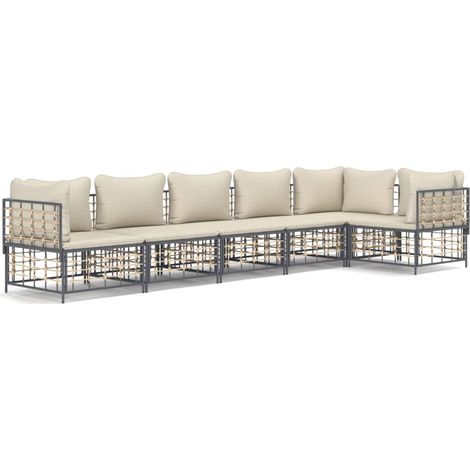 Maison Exclusive - 6-tlg. Garten-Lounge-Set mit Kissen Anthrazit (1/5)