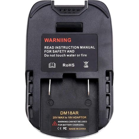 Adaptateur DM18AR pour outils sans fil à batterie Li-ion 18 V Dewalt/Milwaukee compatibles avec les outils sans fil Ridgid et AEG. (1/5)
