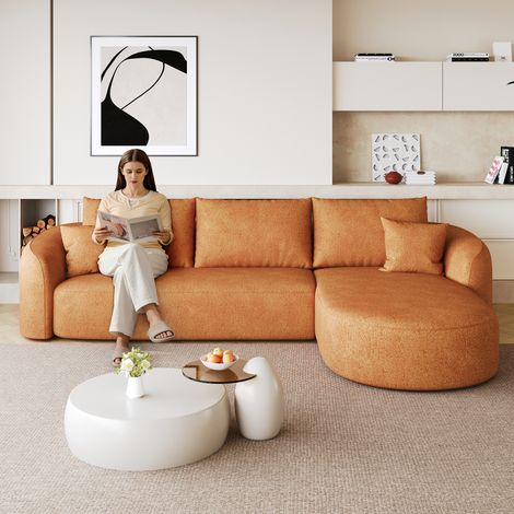 Sofá esquinero en L de 266 cm naranja OKWISH (1/5)