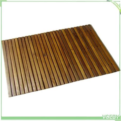 Tapis de bain - FAFEISY - 41586 Acacia - 80x50 cm - Bois d'acacia - Support caoutchouc anti‑glisse (1/4)