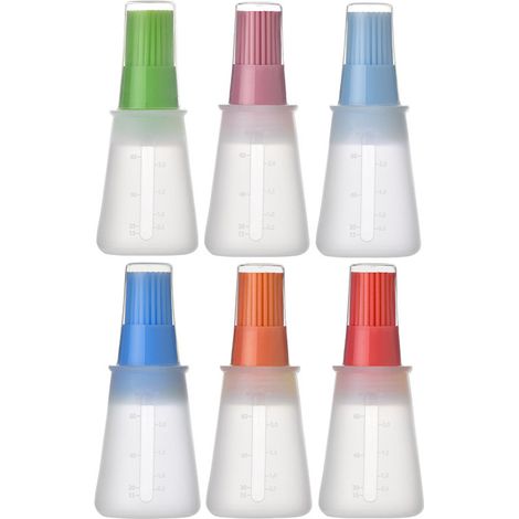 Cepillo de silicona para botellas de aceite - Multicolor - Cepillo para barbacoa y repostería - Adecuado para aceite, miel y salsa (1/4)
