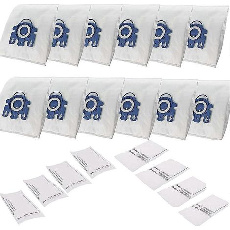 12 Beutel und 8 Filter für Staubsauger, kompatibel mit HyClean Miele GN 3D 10408410, Classic C1 Effizienz