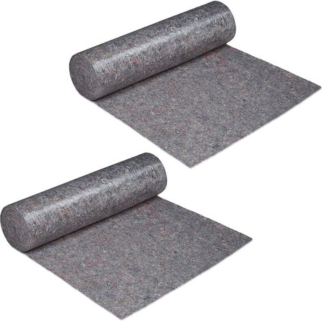2 Vellones de pintor, Cubre suelos, 1 m x 50 m = 50m², Antideslizante, Impermeable, 270g/m², Gris