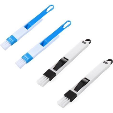 Brosse de Nettoyage pour Fentes de fenêtre,Paquet de 4 Brosse de Nettoyage pour rainure 2 en 1 Brosse de Nettoyage pour Petits Fentes pour évent Nettoyage Mini Pelle et Brosse