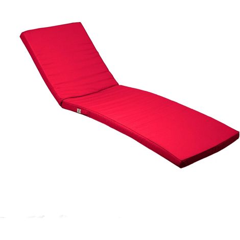 Coussin Bain de Soleil - Matelas pour Transat Déhoussable - 185x60x5cm - Rouge piment (1/5)