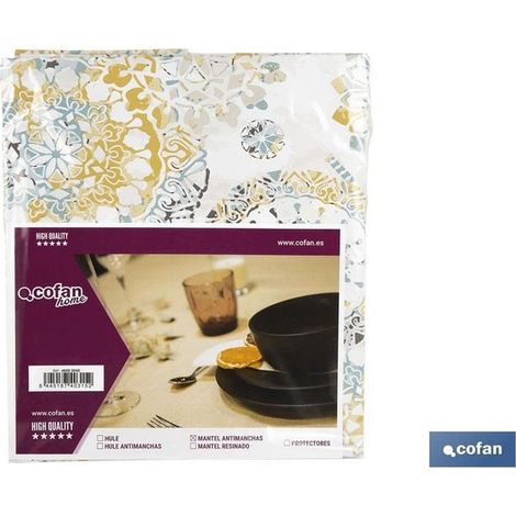 Nappe imperméable antitache motif mosaïque 140x250cm en vinyle et polyester