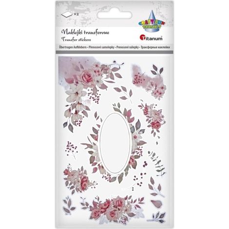 Adesivi trasferibili con fiori rosa, 2 pannelli
