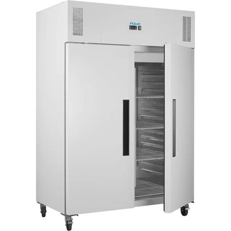 Polar – Armoire réfrigérée positive ventilée 1200L – 2 portes GN 2/1 – Froid ventilé – Commande numérique LED – Dégivrage automatique – Roulettes verrouillables