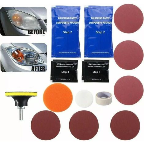 KIT RIGENERAZIONE RIPRISTINO RINNOVA LUCIDA FARI FANALI LENTI OPACIZZATI TRAPANO (1/2)