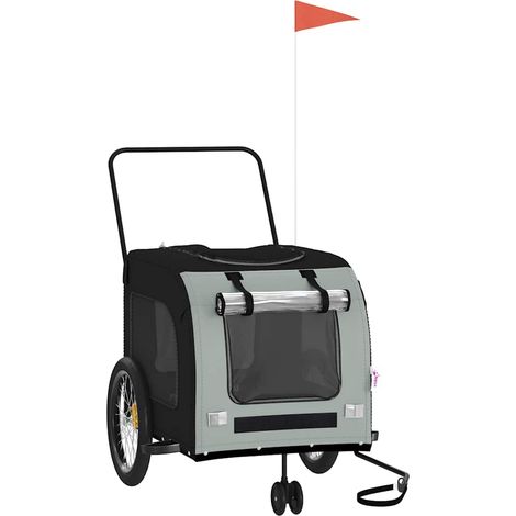 Pet Bike Trailer Black and Grey Oxford fabric, Iron, PVC Medium vidaXL (1/5)