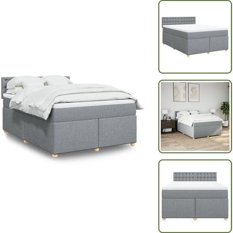 Sommier à lattes de lit avec matelas Gris clair 160x200cm Tissu - Sommier À Lattes De Lit - Sommiers À Lattes De Lit - Lit - Meuble De Chambre À Coucher (1/5)