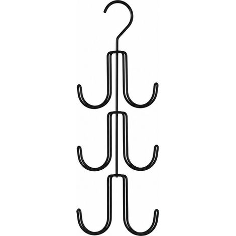 Étagère de rangement à suspendre à la porte, noire, en fer, avec crochets pour sacs, ceintures, foulards et chapeaux (1/5)