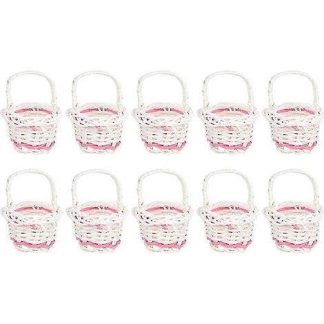 10 Stück kleine Blumenkörbe, handgeflochtene Körbe, Büro-Dekorationskörbe, Mini-Körbe, Landhaus-Möbel-Dekorationskörbe, Blumenkörbe – Schwarz