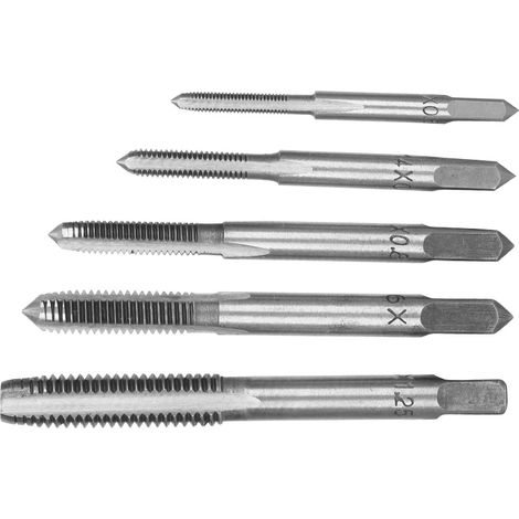 Jeu de 5 tarauds manuels en acier rapide M3 M4 M5 M6 M8 (argenté) (1/5)