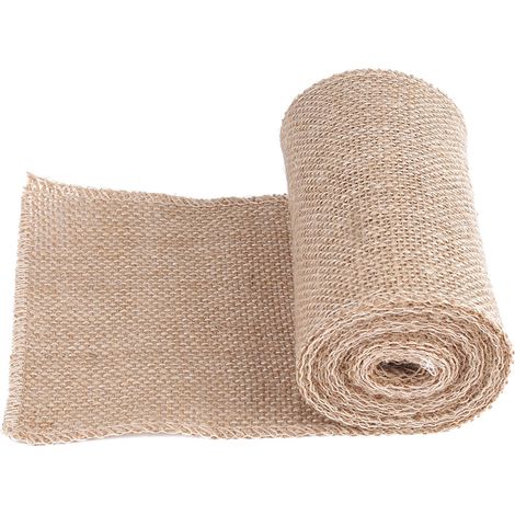 Rouleau de toile de jute décorative, tissu hessien naturel pour confectionner des ornements de Noël et décorations de fête (largeur : 15 cm) (1/5)