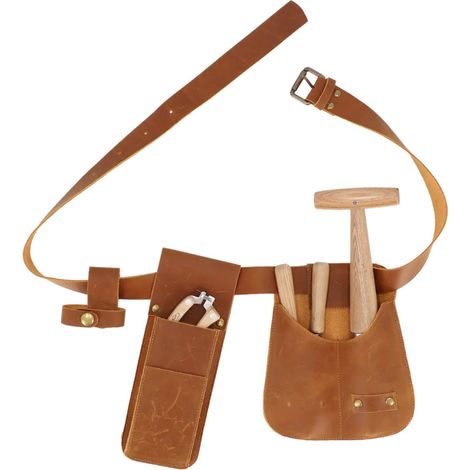 Ceinture de Jardin Cuir avec Poches - Marron - 126 x 4,8 x H 26,5 cm - Livraison gratuite