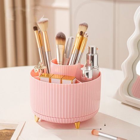 Tubo organizador giratorio para brochas de maquillaje para escritorio, caja para el cuidado de la piel, giratorio, 15  15  12,5 cm (1/5)