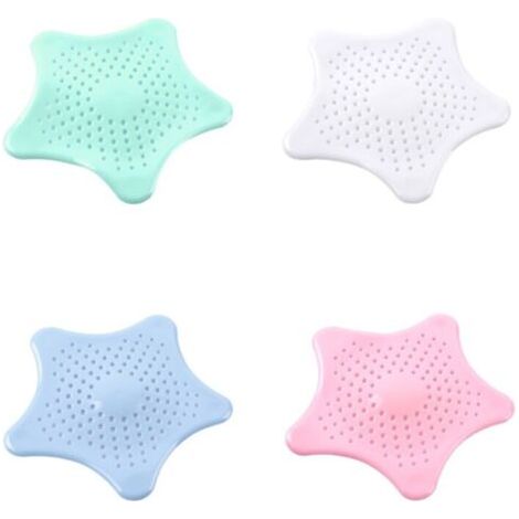 QORVA-4PCS douche et baignoire drain filtre attrape-cheveux tes sous bouchon d'évier bouchon de receveur, drain de sol en silicone étoile de mer 4 (couleur aléatoire) (1/5)