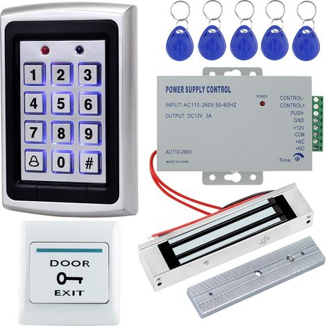 Kit de Système de Contrôle d'accès Complet Clavier de Contrôle d'accès DC 12V Serrure Magnétique 180kg pour Système de Sécurité d'entrée de Serrure de Porte (1/5)