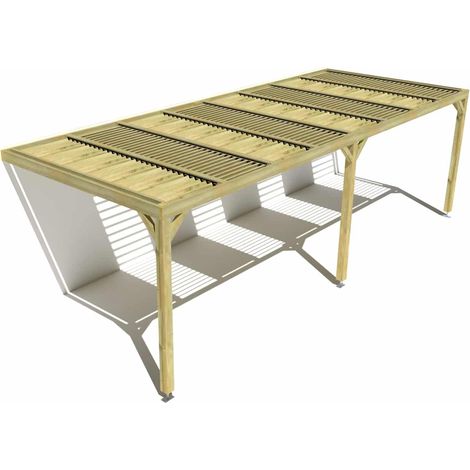 Pergola bois • 8m x 3m • adossée • sens profondeur • lames orientables bioclimatiques incluses • livraison comprise (1/3)
