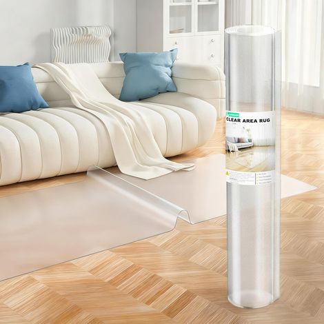 Tapis de Chaise en Plastique de 0,6 x 3 m, Grand Tapis de Couloir Transparent pour sols durs de 60 x 300 cm, Tapis en Vinyle Transparent de 2,5 mm d'épaisseur pour Couloir, entrée, Cuisine, Salon (1/5)