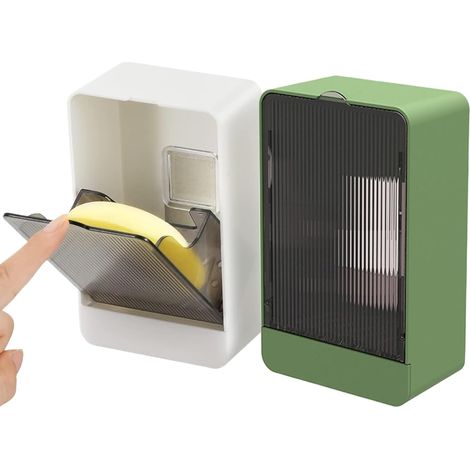 Seifenschale, Wandbox, wasserdichter Behälter, bohrfreie Montage, kompaktes Ablaufdesign (1 weiße Packung, 1 grüne Packung), Organizer-Design für Küche, Dusche und Badezimmer.