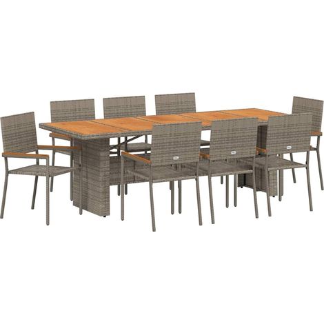 Maison Exclusive - Set da Pranzo per Giardino 9 pcs Grigio polyrattan